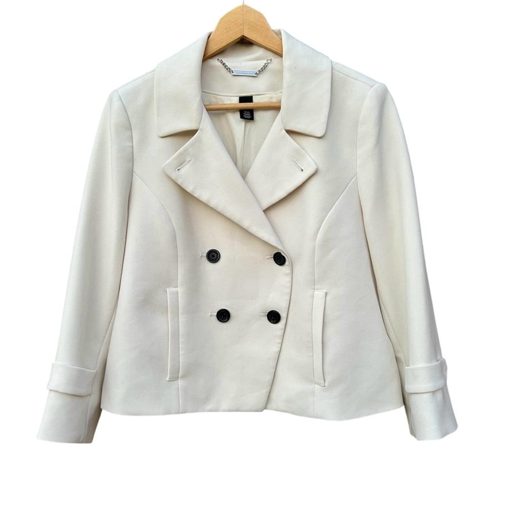 WHBM Blazer Jacket Ivory Double Breasted Sz. 14 Lined